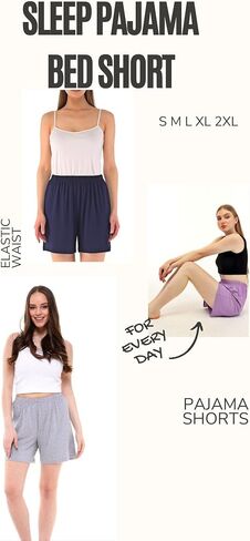 Women's Soft Pajama Sleep Shorts - Knee Length Bermuda- Comfortable PJ Bed Shorts in Saudi Arabia