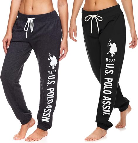 U.S. Polo Assn. Womens 2 Pack Printed French Terry Boyfriend Jogger Sweatpants in Kuwait