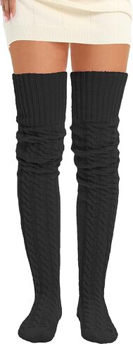 HYTENSUN Women's Thigh High Knitted Winter Boot Socks Vintage Extra Long Leg Warmer Over Knee High Stockings in Saudi Arabia