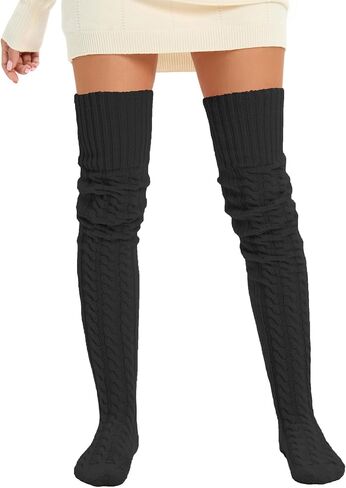 HYTENSUN Women's Thigh High Knitted Winter Boot Socks Vintage Extra Long Leg Warmer Over Knee High Stockings in Saudi Arabia