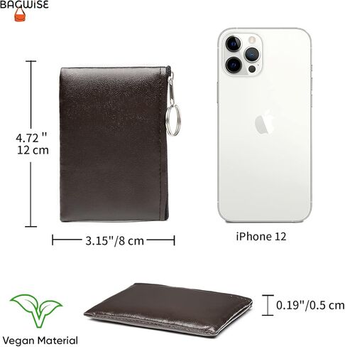 محفظة النقود المعدنية، حقيبة تغيير محفظة العملات المعدنية، حامل تغيير المحفظة، حقيبة عملات معدنية صغيرة من الجلد النباتي بسحاب (أسود) in Kuwait