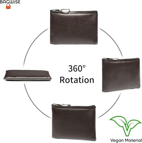 محفظة النقود المعدنية، حقيبة تغيير محفظة العملات المعدنية، حامل تغيير المحفظة، حقيبة عملات معدنية صغيرة من الجلد النباتي بسحاب (أسود) in Kuwait