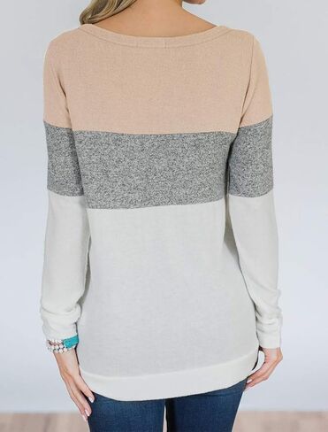 قميص نسائي من Minthunter بأكمام طويلة وألوان متعددة لطيف ورقبة دائرية وقمصان كاجوال in Kuwait