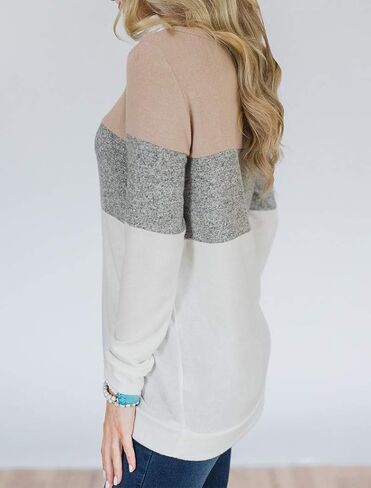 قميص نسائي من Minthunter بأكمام طويلة وألوان متعددة لطيف ورقبة دائرية وقمصان كاجوال in Kuwait