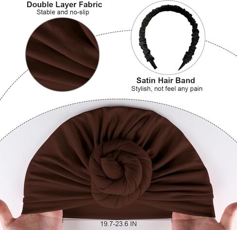 Ababalaya 100% أغطية رأس عمامة أنيقة بطبقة مزدوجة مربوطة مسبقًا للنساء قبعات كيميائية معقودة مسبقًا in Kuwait