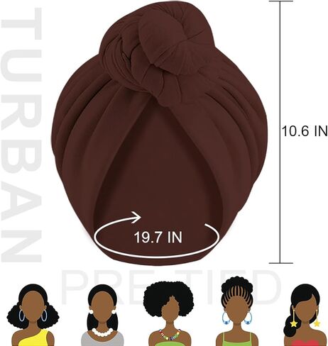 Ababalaya 100% أغطية رأس عمامة أنيقة بطبقة مزدوجة مربوطة مسبقًا للنساء قبعات كيميائية معقودة مسبقًا in Kuwait