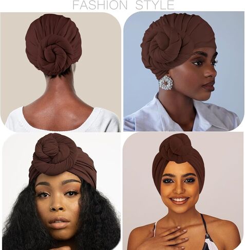 Ababalaya 100% أغطية رأس عمامة أنيقة بطبقة مزدوجة مربوطة مسبقًا للنساء قبعات كيميائية معقودة مسبقًا in Kuwait