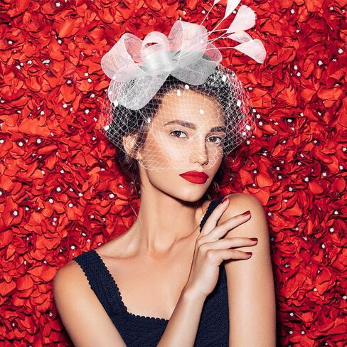 قطع زينة Bowknot قبعة الشاي ريش حفلة مشبك شعر الحجاب شبكة عقال وقفازات دانتيل قصيرة قفازات دانتيل الأزهار in Kuwait