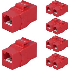 iwillink Cat6 RJ45 Keystone Jack Coupler، أنثى إلى أنثى UTP Keystone وصلة مضمنة، 10 عبوات باللون الأحمر in Kuwait