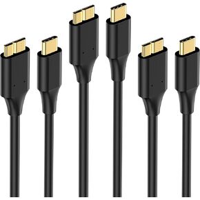 كيبل هارد نوع سي 3.1 بطول 5 اقدام (3 عبوات)، كيبل شاحن مايكرو USB الى USB C 3.1، مقابس مطلية بالذهب، سرعة عالية 10 جيجابت في الثانية، متوافق مع سامسونج جالكسي اس 23 اس 22 اس 21 واي ماك برو وماك بوك in Kuwait