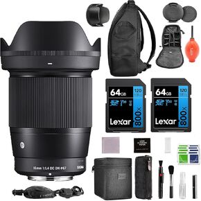 Sigma 16mm f/1.4 DC DN Contemporary Lens for Sony E with Advanced Accessory and Travel Bundle | Extended 3 Years Sigma Warranty | 402965 | Sigma 16mm Sony E Lens in Saudi Arabia