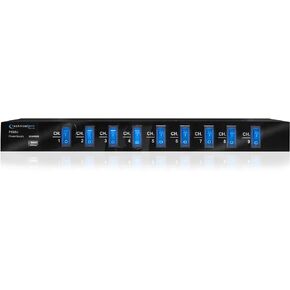Technical Pro Electric Power Supply Surge Protector with 9 Power switches, 1800 Watts Max Load, 5V USB Charging Port, 9 Outlet High Load Power Cord (4 Foot)