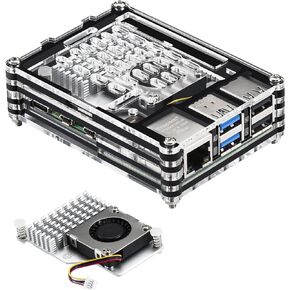 حافظة iUniker لـ Raspberry Pi 5 مع مبرد نشط لـ Raspberry Pi، مناسبة لمروحة Raspberry Pi 5 النشطة، حافظة لـ Raspberry Pi 5 شفافة (مع مبرد نشط رسمي) in Kuwait