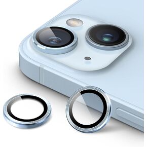 JETech Camera Lens Protector for iPhone 14 6.1-Inch and iPhone 14 Plus 6.7-Inch, 9H Tempered Glass Metal Individual Ring Cover, HD Clear, 2-Pack (Blue)