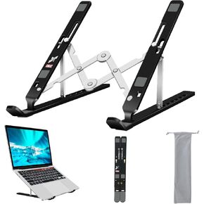 Laptop Stand, Computer Tablet Stand, Adjustable Aluminum Foldable Portable Laptop Holder Riser, Compatible with MacBook Air Pro, Lenovo, HP, Dell, More 10-15.6" Laptops and Tablets (Blue)