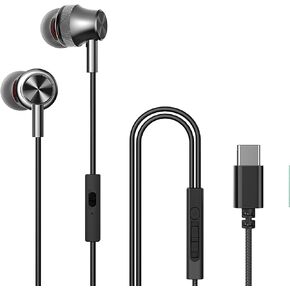 سماعة رأس USB C، سماعة أذن USB من النوع C مع ميكروفون معزول للضوضاء والتحكم في مستوى الصوت مع ستيريو ثقيل، متوافقة مع Samsung S20/S21/Note10 Huawei P30/Mate 30 Google Pixel in Kuwait