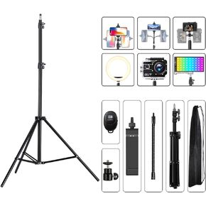 حامل ثلاثي للهاتف الخلوي، حامل ثلاثي القوائم قابل للتعديل مقاس 20 بوصة - 80 بوصة لحامل iPhone للكاميرات ذات رقبة معقوفة وجهاز تحكم عن بعد لتسجيل الفيديو/مدونات الفيديو/البث المباشر/التصوير الفوتوغرافي المتوافق مع معظم الهواتف المحمولة in Kuwait