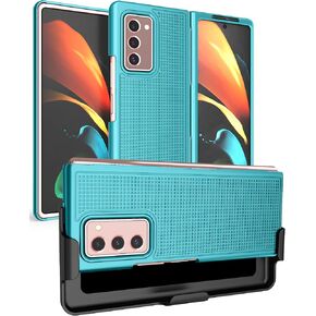 Case with Clip for Galaxy Z Fold 2, Nakedcellphone [Red] Grid Texture Slim Hard Cover and Custom Belt Hip Holster Holder View Stand Combo for Samsung Galaxy Z Fold 2 5G Phone (SM-F916) in Kuwait