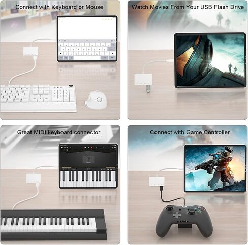 قارئ بطاقات SD TF لايفون / ايباد، مجموعات اتصال كاميرا 4 في 1 USB او تي جي، محول كاميرا USB للايفون، متوافق مع ايفون/ايباد، يدعم iOS 15. التوصيل والتشغيل in Kuwait