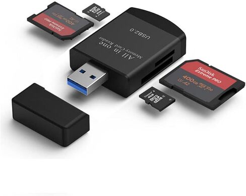 TXY 4 in 1 Card Reader USB2.0 to SD Micro SD TF MS MMC M2 Cardreader for Laptop PC Smart Card Reader SD Card Reader 4 in 1 Card Adapter (Black) in Saudi Arabia