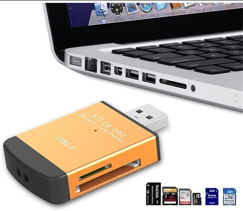 TXY 4 in 1 Card Reader USB2.0 to SD Micro SD TF MS MMC M2 Cardreader for Laptop PC Smart Card Reader SD Card Reader 4 in 1 Card Adapter (Black) in Saudi Arabia