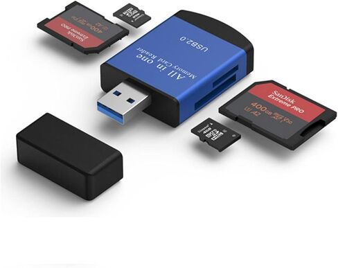 TXY 4 in 1 Card Reader USB2.0 to SD Micro SD TF MS MMC M2 Cardreader for Laptop PC Smart Card Reader SD Card Reader 4 in 1 Card Adapter (Black) in Saudi Arabia