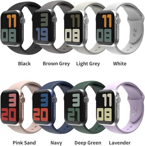 أحزمة سيليكون Sinjimoru لساعة Apple، أشرطة سيليكون قابلة للتعديل لسلسلة Apple Watch Series Ultra/8/SE2/7/6/SE/5/4. سوار معصم من السيليكون لساعة أبل 38/40/41/42/44/45/49 ملم in Kuwait