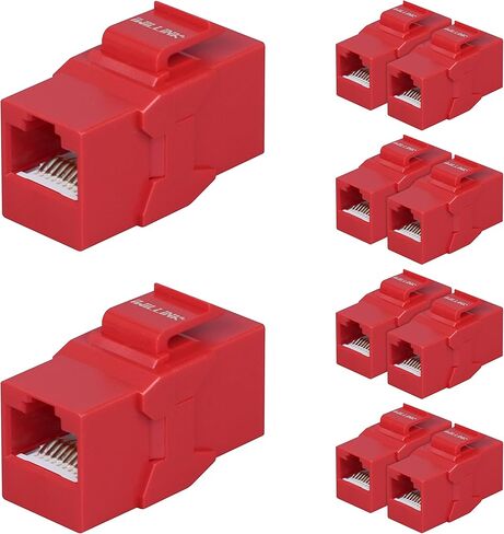 iwillink Cat6 RJ45 Keystone Jack Coupler، أنثى إلى أنثى UTP Keystone وصلة مضمنة، 10 عبوات باللون الأحمر in Kuwait