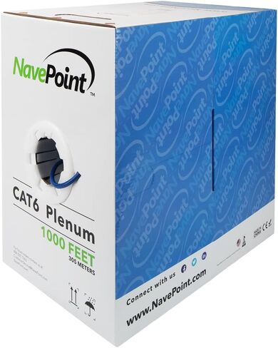 سترة NavePoint Cat6 Plenum، 1000 قدم، أبيض، كابل إيثرنت نحاسي عاري صلب، 550 ميجاهرتز، 23AWG 4 أزواج، زوج ملتوي غير محمي (UTP) in Kuwait