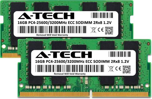 A-Tech 32GB (2x16GB) DDR4 2666MHz PC4-21300 (PC4-2666V) CL19 ECC SODIMM 2Rx8 1.2V 260-Pin ذاكرة الوصول العشوائي للخادم الصغير ومحطة العمل ومنصات الشبكات in Kuwait