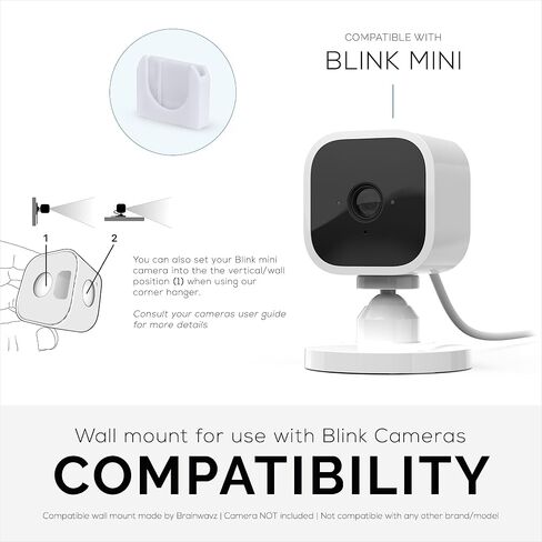 حامل لاصق على الحائط من BRAINWAVZ لكاميرا Blink Mini، عبوتان، حامل بدون متاعب، شريط قوي 3M VHB، بدون براغي، تركيب بدون فوضى، حامل حامل (أبيض) in Kuwait