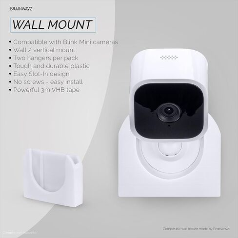حامل لاصق على الحائط من BRAINWAVZ لكاميرا Blink Mini، عبوتان، حامل بدون متاعب، شريط قوي 3M VHB، بدون براغي، تركيب بدون فوضى، حامل حامل (أبيض) in Kuwait