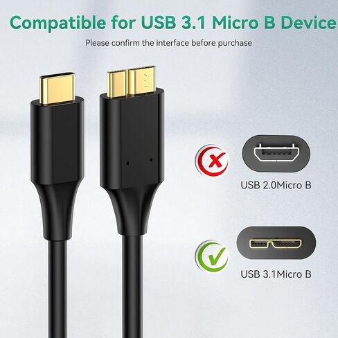 كيبل هارد نوع سي 3.1 بطول 5 اقدام (3 عبوات)، كيبل شاحن مايكرو USB الى USB C 3.1، مقابس مطلية بالذهب، سرعة عالية 10 جيجابت في الثانية، متوافق مع سامسونج جالكسي اس 23 اس 22 اس 21 واي ماك برو وماك بوك in Kuwait