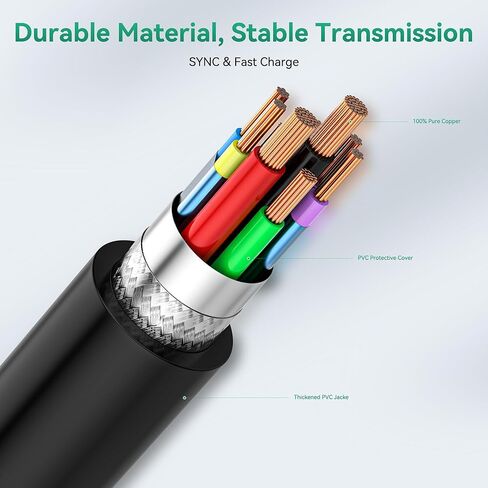 كيبل هارد نوع سي 3.1 بطول 5 اقدام (3 عبوات)، كيبل شاحن مايكرو USB الى USB C 3.1، مقابس مطلية بالذهب، سرعة عالية 10 جيجابت في الثانية، متوافق مع سامسونج جالكسي اس 23 اس 22 اس 21 واي ماك برو وماك بوك in Kuwait