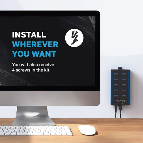 موزع USB 3.0 - موزع متعدد الامان بـ10 منافذ 3.0 مع محول - موزع USB الومنيوم مع دعامات تثبيت - منافذ USB اضافية لاجهزة اللابتوب والكمبيوتر الشخصي in Kuwait