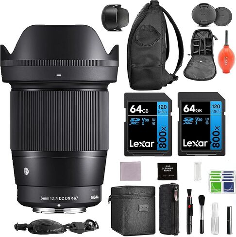Sigma 16mm f/1.4 DC DN Contemporary Lens for Sony E with Advanced Accessory and Travel Bundle | Extended 3 Years Sigma Warranty | 402965 | Sigma 16mm Sony E Lens in Saudi Arabia