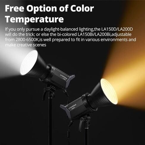 ضوء فيديو LED من Godox LITEMON يعمل بالخرج المستمر Bowens Mount Studio Light (LA200Bi أبيض/أصفر فاتح) in Saudi Arabia