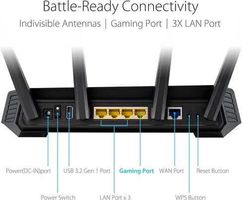 ASUS ROG Strix GS-AX3000 WiFi 6 Extendable Gaming Router, Gaming Port, Mobile Game Mode, Port Forwarding, VPN Fusion, Aura RGB, Subscription-free Network Security, Instant Guard, AiMesh Compatible in Saudi Arabia