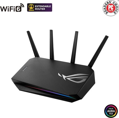 ASUS ROG Strix GS-AX3000 WiFi 6 Extendable Gaming Router, Gaming Port, Mobile Game Mode, Port Forwarding, VPN Fusion, Aura RGB, Subscription-free Network Security, Instant Guard, AiMesh Compatible in Saudi Arabia
