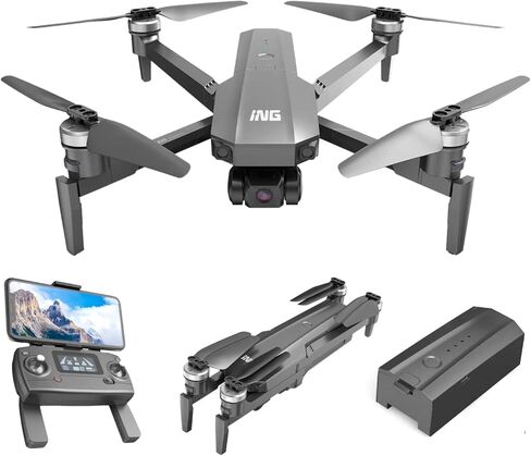 Beantech ING Speedbird I63E Drone with 4K UHD Camera with EIS, GPS, 3-Axis Gimbal, 25 mph and 25 min. Flight Time, Level 4 Wind Resistance, Gray in Kuwait