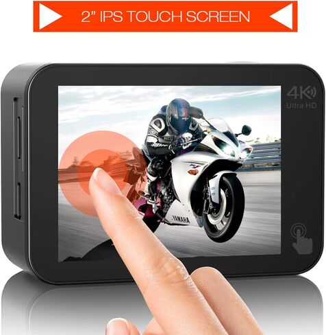 كاميرا الحركة الأصلية 4K 30FPS 98FT تحت الماء كاميرا مقاومة للماء شاشة تعمل باللمس واي فاي كاميرا رياضية تثبيت EIS 170 درجة قابلة للتعديل مع 2 * 1350 بطاريات خوذة مجموعة الملحقات in Kuwait