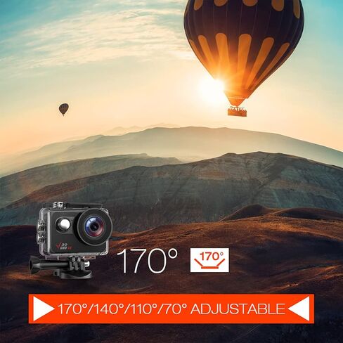 كاميرا الحركة الأصلية 4K 30FPS 98FT تحت الماء كاميرا مقاومة للماء شاشة تعمل باللمس واي فاي كاميرا رياضية تثبيت EIS 170 درجة قابلة للتعديل مع 2 * 1350 بطاريات خوذة مجموعة الملحقات in Kuwait