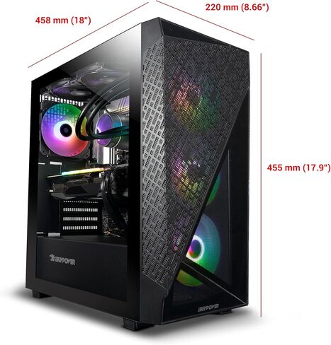 iBuyPower Gaming PC Computer Desktop SlateMeshI7N46T01 (Intel Core i7 12700F, RTX 4060Ti 8GB, 32 GB DDR4 3200 RGB (8 x4), 2TB NVMe SSD, Windows 11 Home) in Kuwait