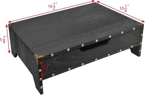 Ikee Design Wooden Monitor Stand Riser with Drawer, Wood Desktop Stands for Laptop Computer/TV/PC, Wood Clutter-Free Desk Stand with Storage Organizer,16 1/2 W x 10 1/4 D x 5 1/8 H in, Black in Kuwait