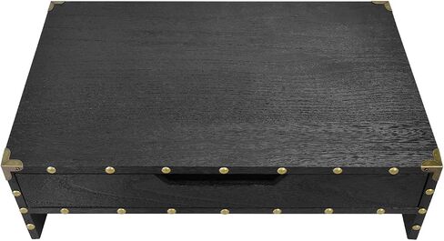 Ikee Design Wooden Monitor Stand Riser with Drawer, Wood Desktop Stands for Laptop Computer/TV/PC, Wood Clutter-Free Desk Stand with Storage Organizer,16 1/2 W x 10 1/4 D x 5 1/8 H in, Black in Kuwait