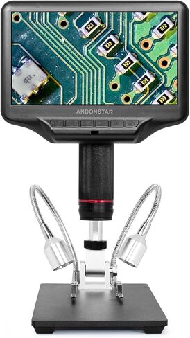 مجهر رقمي AD407 7 بوصة بشاشة LCD 1080P HDMI مع تكبير 270X، أداة محمولة لفحص PCB، إصلاح الهاتف ولحام SMD/SMT/BGA in Kuwait