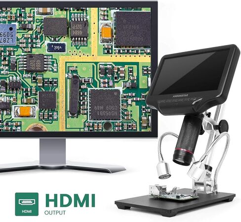 مجهر رقمي AD407 7 بوصة بشاشة LCD 1080P HDMI مع تكبير 270X، أداة محمولة لفحص PCB، إصلاح الهاتف ولحام SMD/SMT/BGA in Kuwait