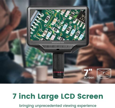 مجهر رقمي AD407 7 بوصة بشاشة LCD 1080P HDMI مع تكبير 270X، أداة محمولة لفحص PCB، إصلاح الهاتف ولحام SMD/SMT/BGA in Kuwait