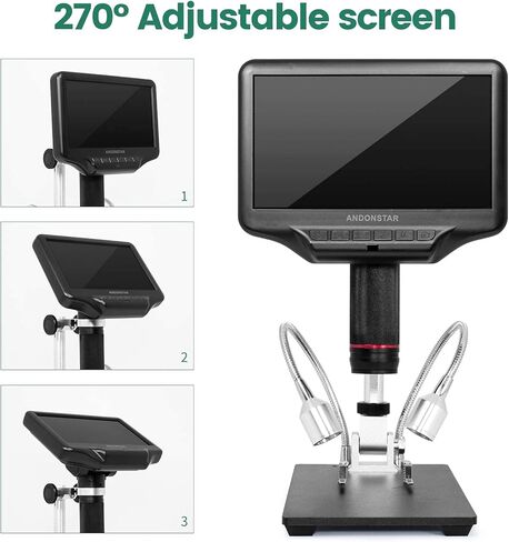 مجهر رقمي AD407 7 بوصة بشاشة LCD 1080P HDMI مع تكبير 270X، أداة محمولة لفحص PCB، إصلاح الهاتف ولحام SMD/SMT/BGA in Kuwait