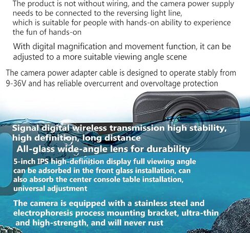 مجموعة الكاميرا العكسية للإرسال اللاسلكي الرقمي من YIMU، شاشة IPS عالية الدقة مقاس 5 بوصات، كاميرا رؤية ليلية عالية الدقة IP69، تركيب حامل لوحة الترخيص بنفسك in Kuwait